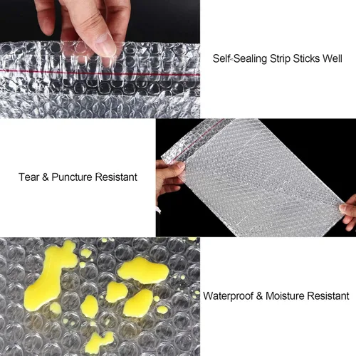 Miniatura 3 de 50 bolsas de burbujas transparentes de 7-7/8 x 11-7/8 pulgadas, bolsas de burbujas autoadhesivas de doble pared para embalaje, mudanza, envío