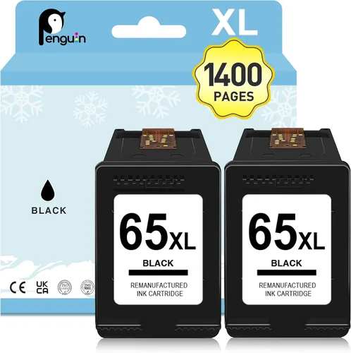Penguin 65XL - Cartucho de tinta negro para impresoras HP para Deskjet 3755 Ink Envy 5055 5052 Deskjet 3700 3772 2655 2622 2680 impresoras 65 65XL