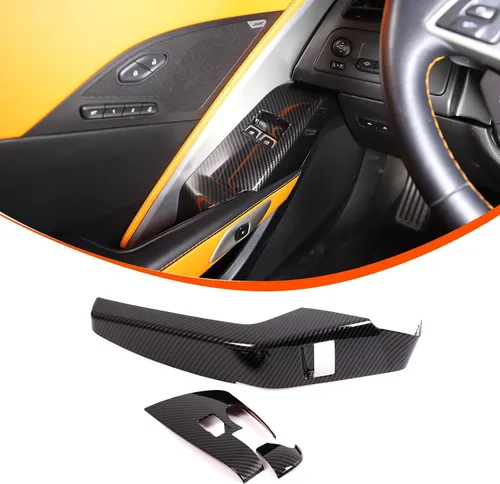 Cubierta del panel de control de la ventana de la puerta del automóvil para Chevrolet Corvette C7 para el interior del automóvil (2 piezas)