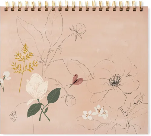Fringe Studio - Cuaderno de bocetos en espiral de tapa dura, diseño botánico, 80 hojas perforadas, 11 x 9 pulgadas, colección Megan Galante