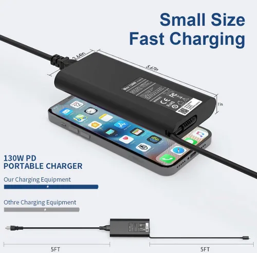 Miniatura 4 de Adaptador de corriente de repuesto para Dell 130 W, cargador USB C Slim AC - Precisión 3560 5550 5560 5570 5750 3551 3561 5760 XPS 15 17 9500 9510