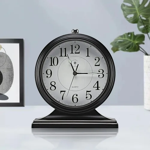 Reloj de escritorio de repisa vintage de 10 pulgadas, reloj de escritorio silencioso para decoración de sala de estar, fácil de leer, relojes de