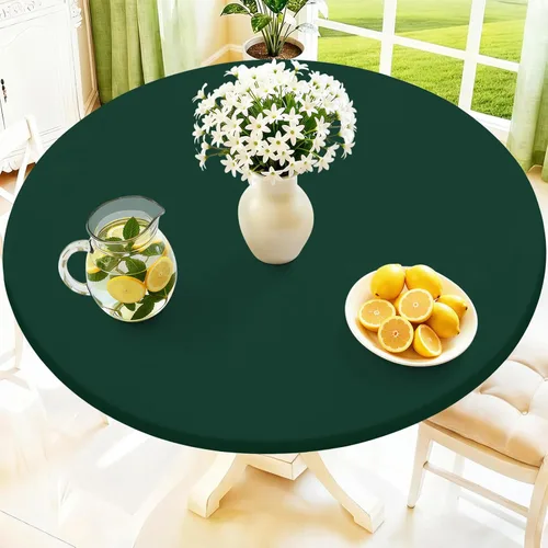 Miniatura 43 de Moosfor Mantel redondo de elastano, elástico ajustable impermeable para mesas de 18 a 24 pulgadas, mantel de picnic elástico lavable para Azul