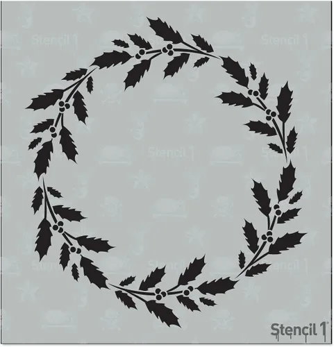 Miniatura 21 de Stencil1 Plantilla de ramas de acebo y hoja perenne – Plantilla de invierno reutilizable para manualidades, decoración de vacaciones, pintura sobre