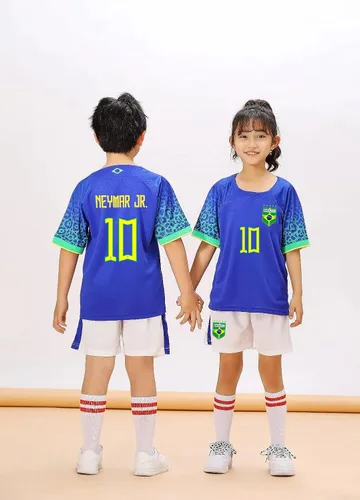 Miniatura 9 de Casmyd Ney'MARR #10 - Camiseta de fútbol de Brasil y pantalones cortos para niños, camiseta de fútbol americano para niños y niñas