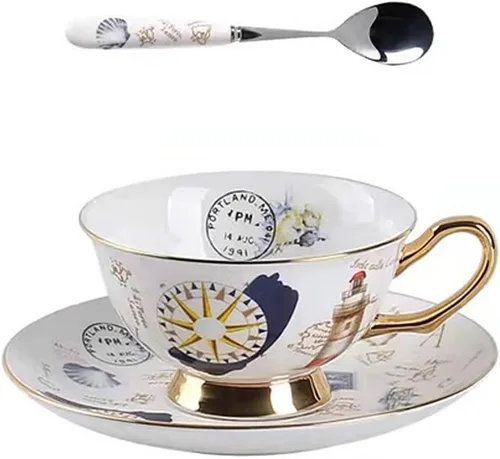 Miniatura 8 de Honorable Taza de café, capuchino, taza de té, con platillo para latte, porcelana de hueso fino, esmalte reactivo, 6.8 onzas-1 unidad