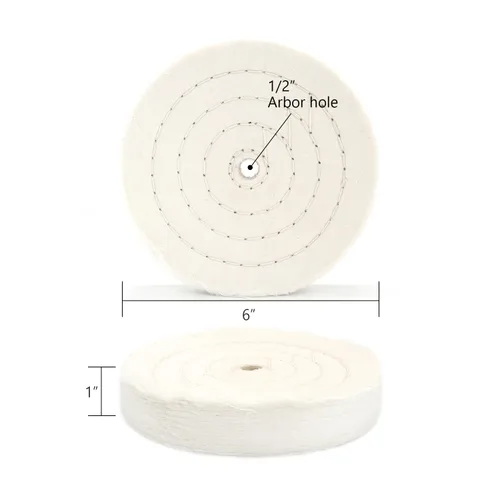Miniatura 2 de SCOTTCHEN Rueda de pulido de algodón de 6 pulgadas, almohadilla de pulido cosida en espiral extra gruesa para herramienta de molinillo de banco