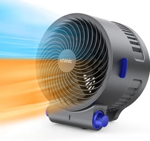 shinic - Ventilador de escritorio y calentador combinado, ventilador portátil de circulación de aire de enfriamiento, protección contra inclinación