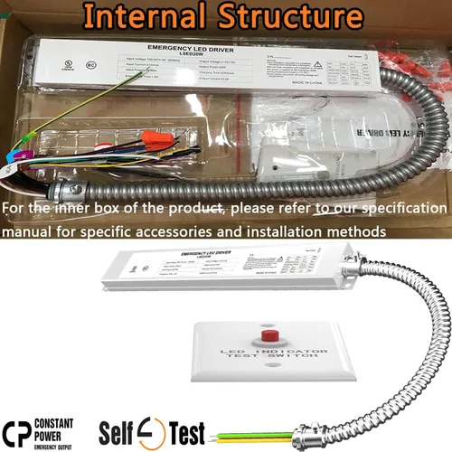 Miniatura 8 de Controlador de emergencia LED de 20 W, 100-347 V CA 175 V CC durante 90 minutos de tiempo de emergencia, controlador LED de emergencia regulable
