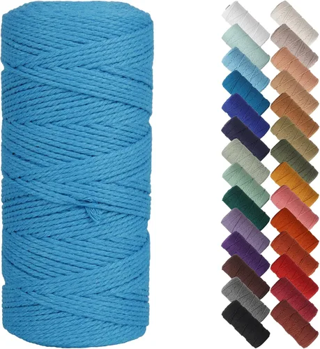 Miniatura 13 de Cordón de macramé de 1/8 pulgadas 220 yardas (200 metros) suministros naturales de macramé, hilo de macramé, cuerda de algodón de color, cuerda