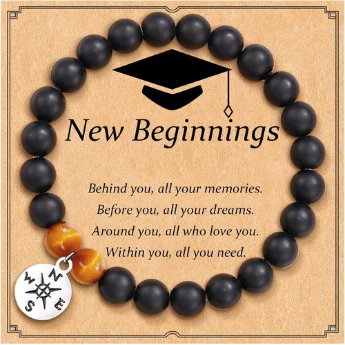 2024 Graduation Gifts for Her Him Natural Stone Bracelet Class of 2024 High School College Graduation Gift for Women Men
