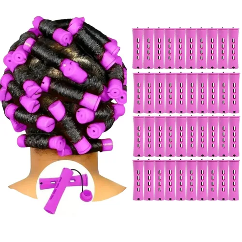Miniatura 9 de Juego de 100 varillas rizadoras de cabello – Rodillos de plástico de onda fría para peinado de cabello natural, largo o corto – Herramientas