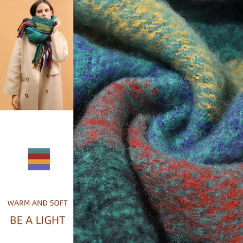 Miniatura 20 de Bufanda cálida para mujer, colorida y suave, cómoda, elegante chal de pashmina para clima frío, bufanda larga de moda, borla de coleta