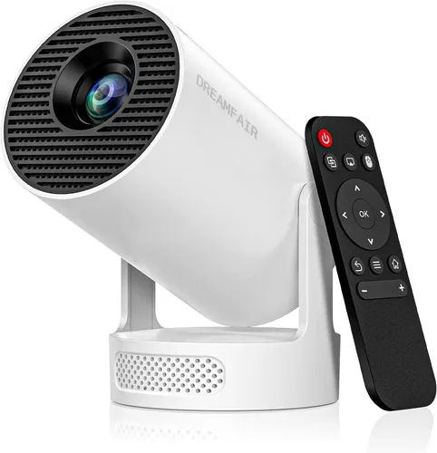Mini proyector con WiFi y Bluetooth, proyector 4K 1080P, corrección trapezoidal automática 210 ANSI, proyector portátil giratorio de 210°, proyector