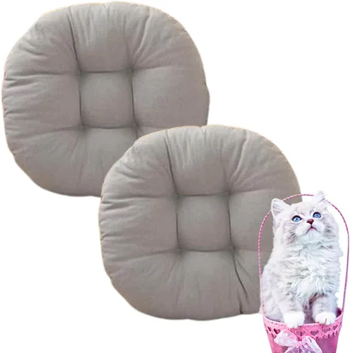 Cojines redondos de suelo para exteriores, para sillas de patio, jardín, balcón, yoga, sala de estar, sofá, oficina (gris 15.7 in/16 pulgadas (juego