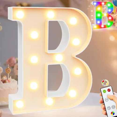 Miniatura 69 de Pooqla Letras con luces LED de marquesina, letras decorativas iluminadas en blanco cálido y blanco frío, letras del alfabeto iluminadas para niños