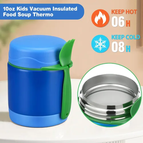 Miniatura 3 de Termo de sopa de 10 onzas para comida caliente para niños, tarro de comida aislado, contenedor térmico de almuerzo de comida caliente, caja de Azul