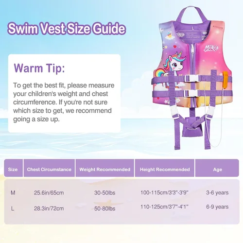 Miniatura 3 de MoKo Swimming Vest for Kids 20-30-50-77 lbs, Children Swim Vests Water Activity Equipment Cute Pattern Watersports Swimming Device for Toddlers Boys