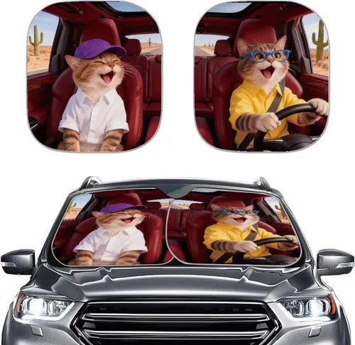 Miniatura 31 de Parasoles personalizados para parabrisas de automóvil, añade tu propia foto, juego de 2 parasoles para parabrisas de automóvil, ajuste universal