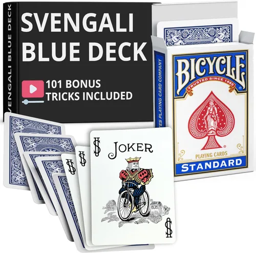 Miniatura 28 de Ted's Sterling Magic Precision Blue Rider Back Bicicleta Svengali Deck con instrucciones para más de 100 trucos (2 de clubes)