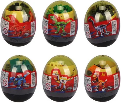 Miniatura 2 de Anditoy Paquete de 4 juguetes de bloques de construcción de dinosaurios en huevos gigantes para niños y niñas, rellenos de cesta de Pascua, regalos