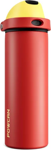 Miniatura 39 de POWCAN - Botella de agua aislada, 24 oz, tapa 2 en 1, boquilla de botón, popote abatible, a prueba de fugas, acero inoxidable, para portavasos