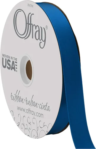 Miniatura 45 de Offray Cinta doble faz de satén, carrete de 7/8 pulgadas de ancho x 20 yardas, color blanco envejecido