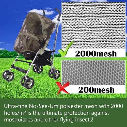 Miniatura 2 de No-See-Ums - Mosquitera para cochecito, malla de 2000 agujeros de malla de tamaño universal, sin productos químicos nocivos y transpirable para Gris