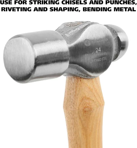 Miniatura 3 de GreatNeck BP24 Martillo de Bola, 24 Oz. Martillo de Acero Forjado en Caída con Mango de Madera de Nogal Autentico Equilibrado con Precisión