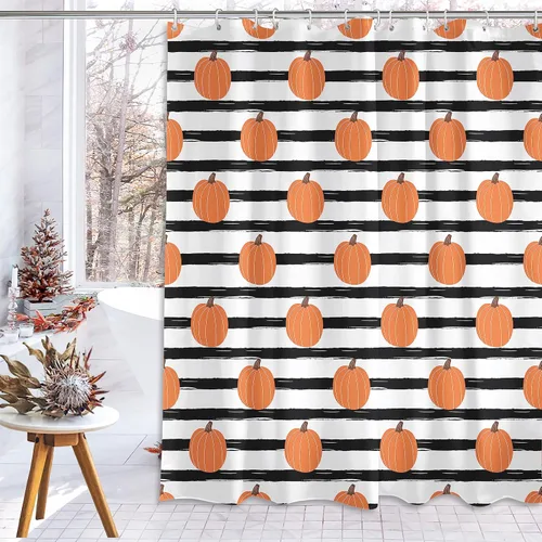 Miniatura 11 de Cortina de ducha de fantasma, tela impermeable con ganchos, 72 x 72 pulgadas, perfecta para decoración de baño de Halloween Cortina de ducha