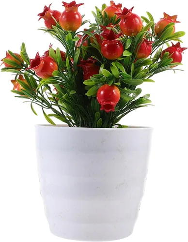 VOSAREA Plantas artificiales en maceta, granadas falsas, bonsái en maceta, simulación realista, modelo de frutas, plantas de plástico, decoración de