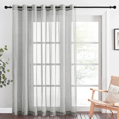Miniatura 207 de NICETOWN Cortinas de lino traslúcidas con textura de lino de 84 pulgadas de largo, con ojales semitraslúcidos, tratamientos de ventana, privacidad