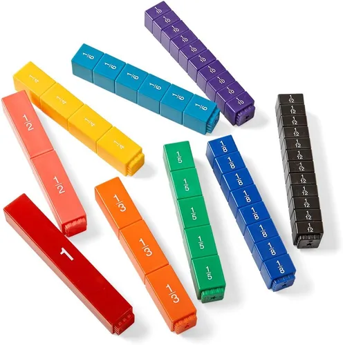 Miniatura 6 de Hand2mind - Juego de cubos de torre de arcoíris de fracciones, equivalencia de fracciones, materiales de bloques matemáticos Montessori para niños