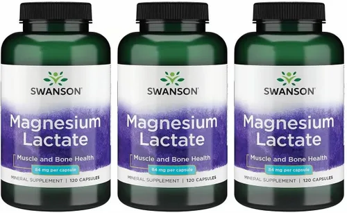 Swanson Lactato de magnesio, suplemento mineral sin lactosa para apoyo a la salud muscular y ósea* - Suave con el estómago - Sin OMG y sin gluten -