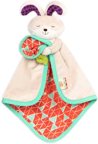 B. toys – Manta de seguridad Baby Bunny con tela de felpa suave – Manta sensorial de confort con área crujiente para recién nacidos y bebés –