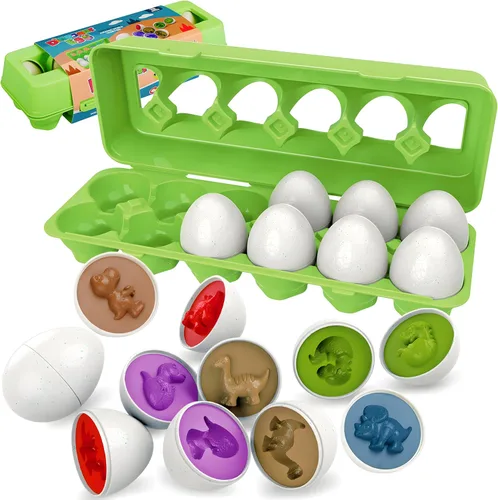 Miniatura 11 de WEEJOYGAM Juguetes de dinosaurio, huevos a juego de dinosaurios para niños pequeños de 1 a 3 años, juguetes Montessori para niños pequeños de 1, 2