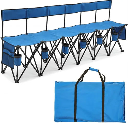 Miniatura 13 de Kigley Banco de fútbol plegable de 6 asientos, banco lateral portátil de equipo deportivo para campamento de fútbol, viajes, eventos, asientos al
