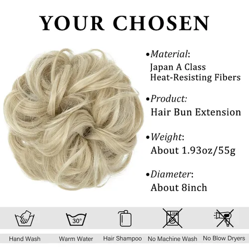 Miniatura 2 de CJL HAIR Pieza de Cabello Grande para Moño Despeinado Ondulado Rizado Coleteros Chignon Sintético Extensiones de Cabello Cola de Caballo Piezas