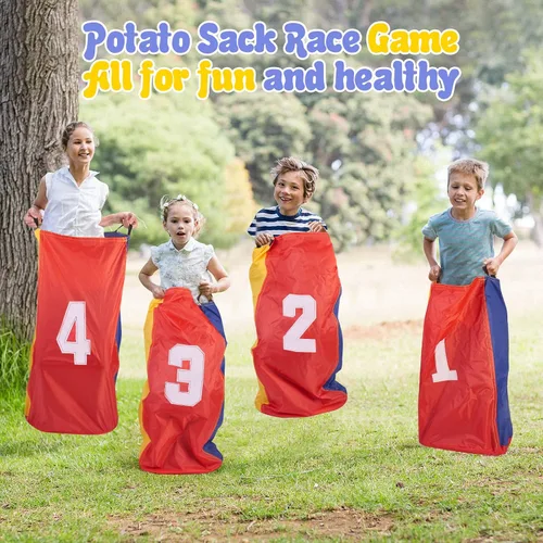 Miniatura 3 de Redllo 26 bolsas de carreras de sacos de patatas para juegos al aire libre para niños y adultos, bandas de carreras de 3 patas, con huevos y 26