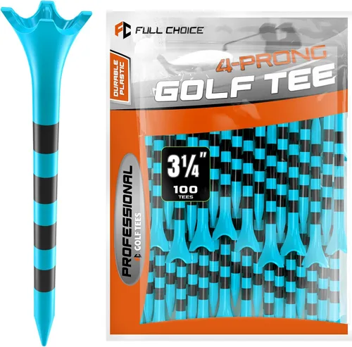 Tees de golf profesionales de plástico Full Choice, paquete de 100 (3-1/4" o 2-3/4"), durabilidad y estabilidad mejoradas, diseñados para minimizar