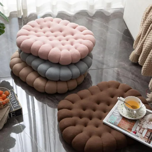 Miniatura 6 de Almohada ovalada de 20 x 16 pulgadas, cojín de suelo grueso, cojín decorativo de tatami de galleta de albaricoque, decoración de felpa