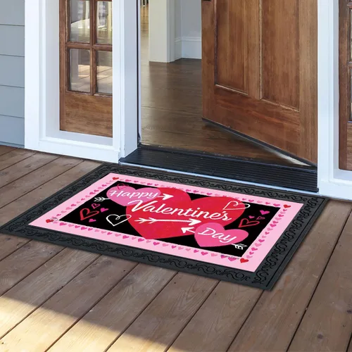Miniatura 2 de Briarwood Lane Felpudo de San Valentín, 30 x 18 pulgadas, para interiores y exteriores, diseño de corazones de Cupido