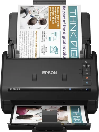 Epson Workforce ES-500W II - Escáner de documentos de escritorio inalámbrico a color dúplex para PC y Mac, con alimentador automático de documentos