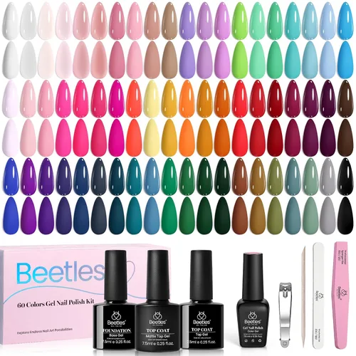 Miniatura 29 de Beetles - Juego de esmaltes de uñas de gel Magical Kingdom, kit de esmalte de gel de ojo de gato, 20 colores rosa brillante, azul, blanco, negro