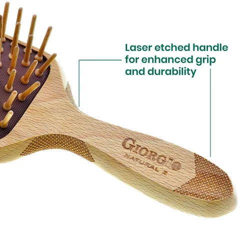 Miniatura 5 de Giorgio Cepillo de pelo de cerdas de madera respetuoso con el medio ambiente, cepillo para desenredar pequeño y cepillo de crecimiento del cabello