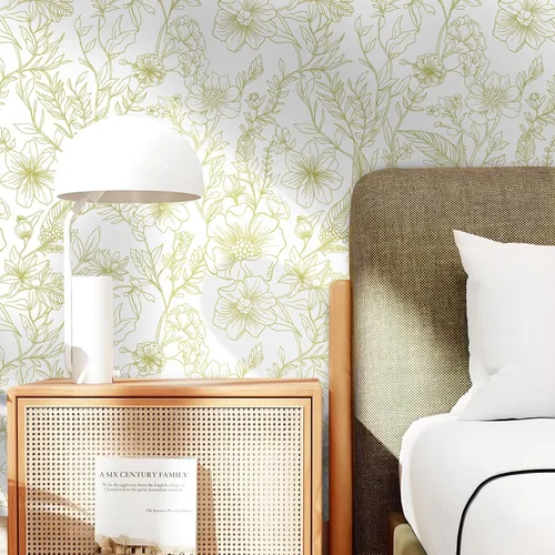Miniatura 6 de GloryTik Papel Tapiz Floral Despegable y Adhesivo Papel de Contacto Moderno Blanco y Dorado Removible Autoadhesivo para Baño Dormitorio Gabinetes