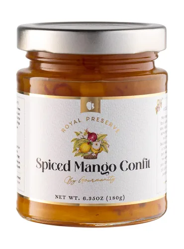 Gourmanity Chutney de Mango con Especias, Moderadamente Picante y Caliente, Combina con Galletas y Queso o en tu Salsa Favorita, Todo Natural, Sin