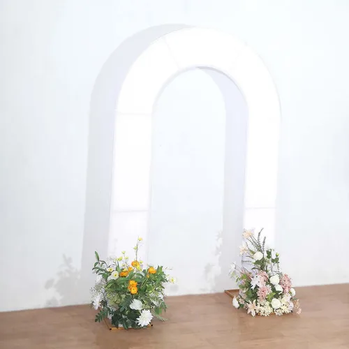 Miniatura 19 de Efavormart - Funda de arco abierto de elastano beige de 7 pies, doble cara, ajuste cómodo, en forma de U, para bodas escandalosas y decoración