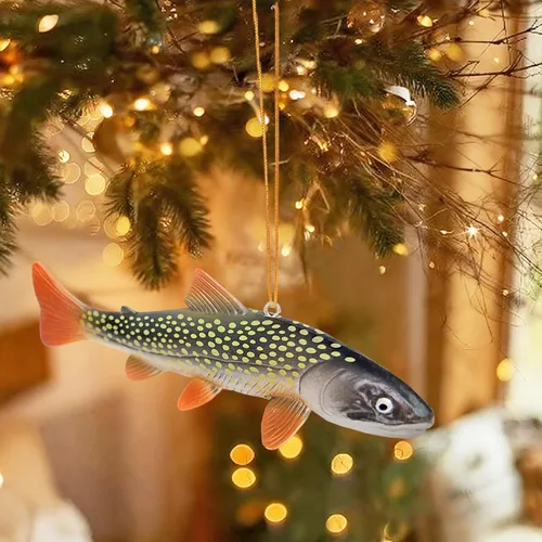 Miniatura 5 de Adorno de pesca 3D para árbol de Navidad, adornos de animales de peces de 6 pulgadas, adornos para el día del padre, decoración colgante