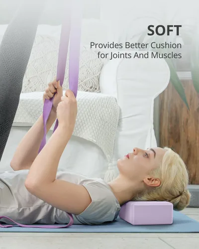 Miniatura 4 de Trideer - Bloques de yoga (paquete de 2), bloques de espuma suave antideslizantes con bordes biselados para alineación y estiramiento en yoga
